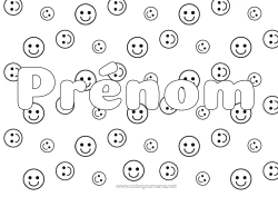 Coloriage gratuit Nom décoré Smilley Fond décoratif