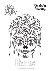 Colouring to customise Disguise Skull Day Of The Dead Catrina