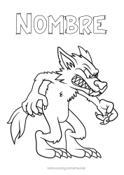 Colorear para personalizar Lobo Animales Cuento de hadas Gruñón Animales del bosque Hombre lobo