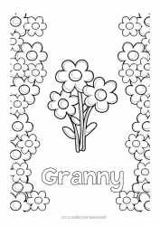 Child coloring page Flowers Nanny Congratulations