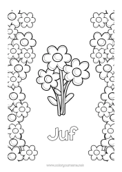 Gratis kleurplaat Bloemen Oppas Gefeliciteerd