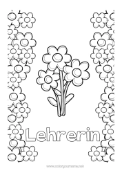 Kostenlose Malvorlage Blumen Kindermädchen Herzlichen Glückwunsch