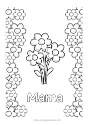 Pagină de colorat pentru copii Flori Bunica Felicitări