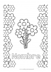 Colorear gratis Flores Niñera Felicidades