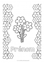 Coloriage à personnaliser Fleurs Nounou Félicitations