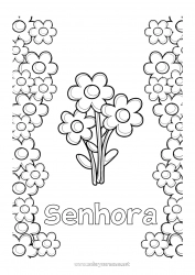 Página de desenho infantil Flores Babá Parabéns