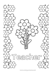 Free colouring Flowers Nanny Congratulations