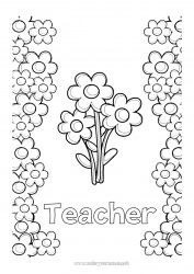 Child coloring page Flowers Nanny Congratulations