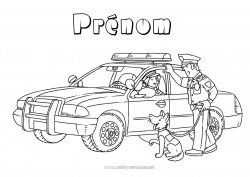 Coloriage à personnaliser Véhicules Voiture Police Véhicules de police Véhicules de secours et d'urgence Voitures, vans et camping-cars Métiers de la Sécurité