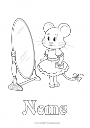 Desenho para personalizar Rato Ratinho Animal Animais da floresta