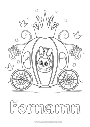 Färgläggningssida att anpassa Kanin Fordon Djur Krona Sago berättelse Kärror och vagnar Skogens djur Historiska eller vintagefordon