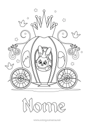 Desenho para personalizar Coelho Veículos Coroa Conto de Fadas Carruagens e coches Animais da floresta Véhicules historiques ou vintages