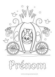 Dessin gratuit Lapin Véhicules Animal Couronne Conte de fées Calèches et carrosses Animaux de la forêt Véhicules historiques ou vintages