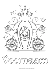 Gratis tekening Konijn Voertuigen Dier Kroon Sprookje Koetsen en karossen Bosdieren Historische of vintage voertuigen