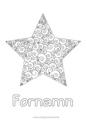 Gratis färgläggning Hav Julstjärna Stjärnor Komplexa målarbilder Zentangle Antistress Spiral