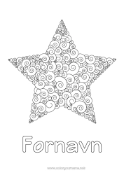 Gratis fargelegging Hav Jule-stjerne Stjerner Komplekse fargelegginger Zentangle Anti-stress Spiral