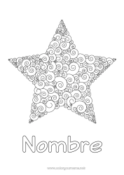 Dibujo libre Mar Flor de Pascua Estrellas Dibujos complejos para colorear Zentangle Antiestrés