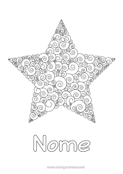 Desenho para personalizar Mar Estrela de Natal Estrelas Colorações Complexas Zentangle Anti-stress