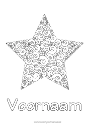 Gratis kleurplaat Zee Kerstster Sterren Complex Kleurplaten Zentangle Anti-stress Spiraal