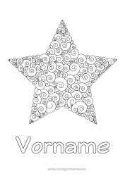 Kostenlose Malvorlage Meer Weihnachtsstern Sterne Komplexe Ausmalbilder Zentangle Anti-Stress Spirale