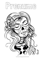 Pagină de colorat personalizată Schelet Cranium Ziua Morților Catrina