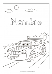 Colorear gratis Vehículos Coches Coche de carreras Automóviles, furgonetas y autocaravanas Vehículos de carreras y pistas Dibujo animado