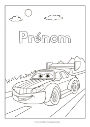 Coloriage gratuit Véhicules Voiture Voiture de course Voitures, vans et camping-cars Véhicules de course et circuits Dessin animé
