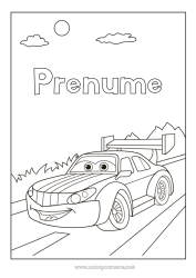 Desen liber de colorat Vehicule Mașină Mașină de curse Mașini, furgonete și autorulote Vehicule de curse și circuite Desen animat