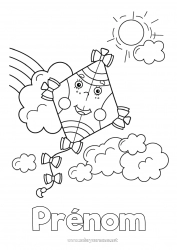 Coloriage gratuit Arc en ciel Jeux et jouets Cerf-volant