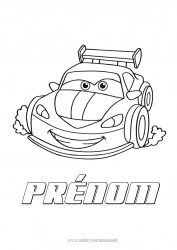 Dessin gratuit Véhicules Voiture Voiture de course Voitures, vans et camping-cars Véhicules de course et circuits Dessin animé Cartoon Véhicules personnages
