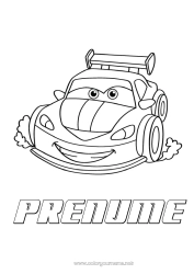 Pagină de colorat personalizată Vehicule Mașină Mașină de curse Mașini, furgonete și autorulote Vehicule de curse și circuite Desen animat Desen animat Vehicule personaje