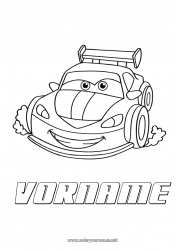 Kostenlose Zeichnung Fahrzeuge Auto Rennauto Autos, Vans und Wohnmobile Rennwagen und Rennstrecken Cartoon Karikatur Fahrzeugfiguren