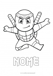Desenho para personalizar Tartaruga Animal Répteis Ninja Desenho Animado