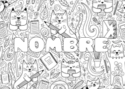 Colorear para personalizar Cat Animales Sobre Dibujos complejos para colorear Perros y gatos Lápiz Regreso a clases Útiles escolares Calculadora Fondo decorativo