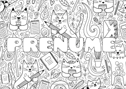 Pagină de colorat personalizată Pisică Animal Plic Desene de colorat complexe Câini și pisici Creion Întoarcerea la școală Materiale școlare Calculator Fundal decorativ