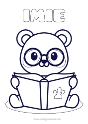 Kolorowanka za darmo Uroczy Zwierzę Panda Łatwe kolorowanki Książka Inne zwierzęta świata Czytanie Okulary