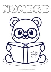 Colorear para personalizar Kawaii Animales Panda Dibujos fáciles para colorear Libro Otros animales del mundo Lectura Gafas