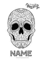 Free colouring Skull Day of the Dead