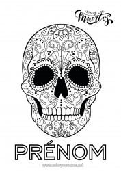 Coloriage gratuit Crâne Día de los Muertos