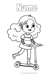 Free colouring Girl Vehicles Scooter Two-wheeled vehicles