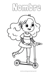 Dibujo libre Chica Vehículos Patineta Vehículos de dos ruedas