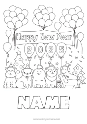 Free drawing Balloons Party Dog Happy new year Animal Dog and cat 2024 