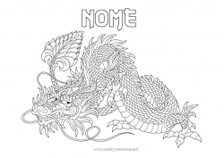 Desenho grátis Mandala Dragão Animal Colorações Complexas Zentangle Dragões, unicórnios e animais fantásticos