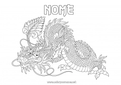 Colorazione gratuita Mandala Drago Animale Colorazioni complesse Zentangle Draghi, unicorni e animali fantastici