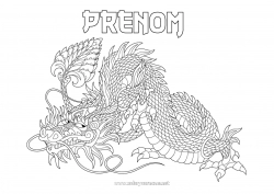 Dessin gratuit Mandala Dragon Coloriages complexes Zentangle Dragons, licornes et animaux fantastiques