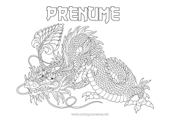 Pagină de colorat personalizată Mandala Dragon Animal Desene de colorat complexe Zentangle Dragoni, unicorni și animale fantastice