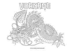 Kostenlose Malvorlage Mandala Drache Tier Komplexe Ausmalbilder Zentangle Drachen, Einhörner und fantastische Tiere
