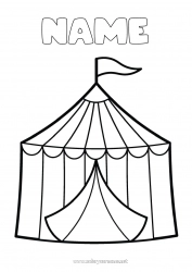 Free drawing Easy coloring pages Circus Marquee