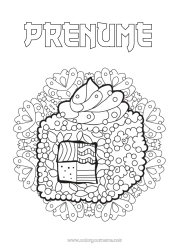 Pagină de colorat personalizată Mandala Mâncare Japon Zentangle Sushi