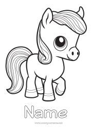 Free colouring Cute Horse Animal Easy colouring pages Farm animals Pony